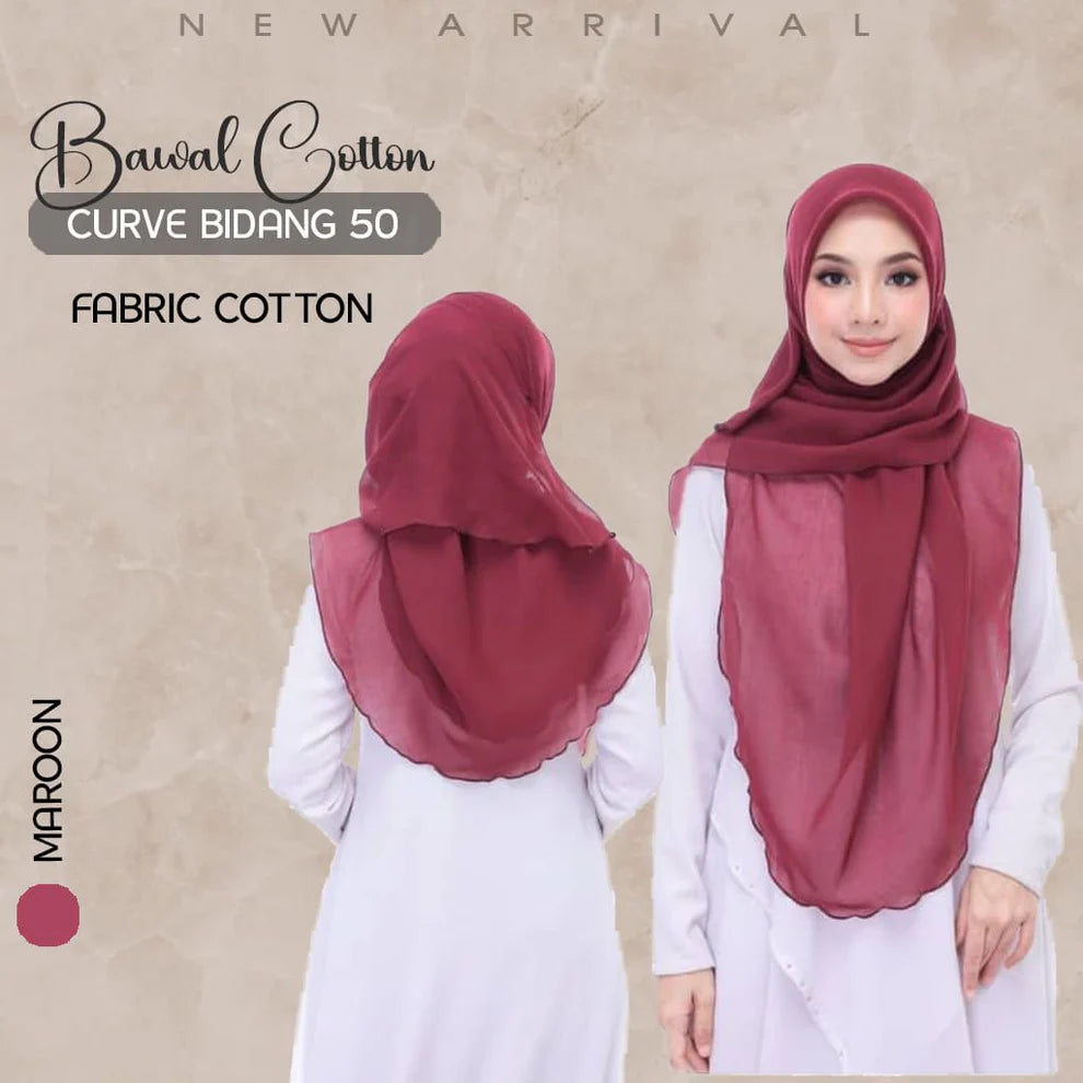 Tudung Bawal Cotton Curve Bidang 50π§π§π§π§ππππ