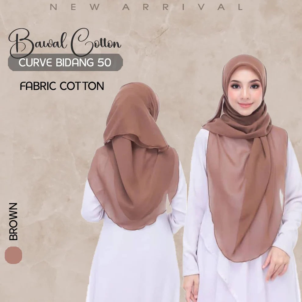 Tudung Bawal Cotton Curve Bidang 50π§π§π§π§ππππ