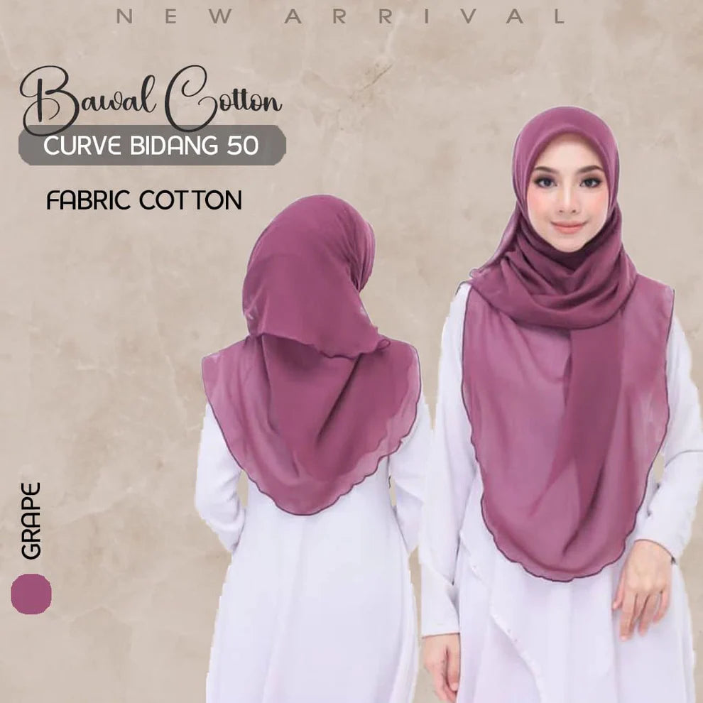 Tudung Bawal Cotton Curve Bidang 50π§π§π§π§ππππ