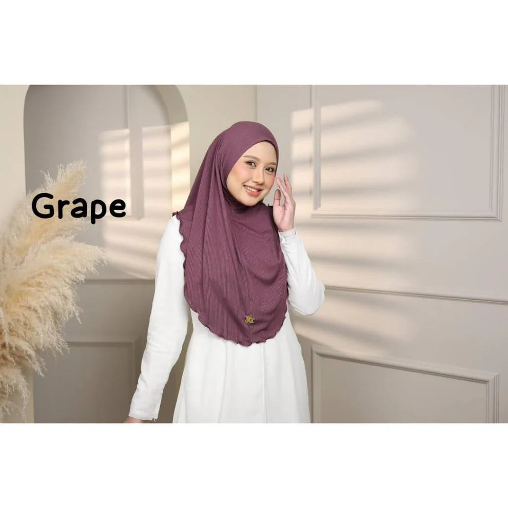 NEW HOT SELLING INSTANT BUDAK ANAK2 SARUNG TUDUNG LAYLA RIBBED PLAIN PLEATED