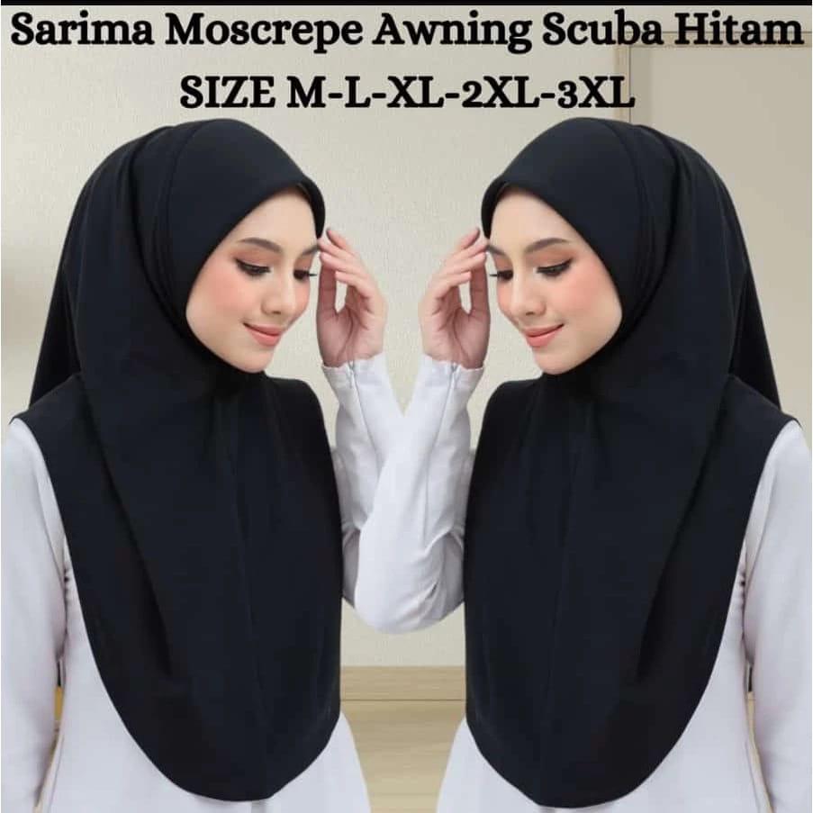 Tudung Sarung Mosscrepe Plain Awning Scuba