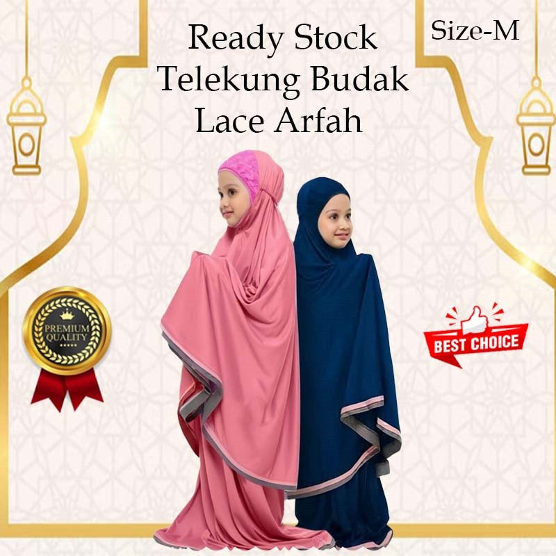 Ready Stock Telekung Kanak-Kanak Arafah dengan Hiasan Lace dari Malaysia Muslimah