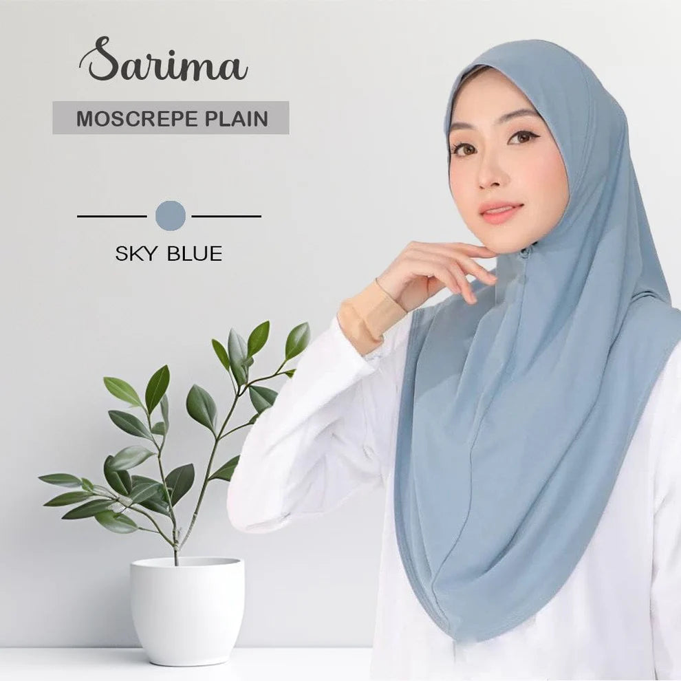 Tudung Sarung Moscrepe Sarimah Plain Instant READY STOCK SIZE M L